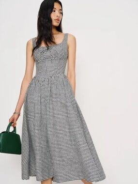 Reformation Balia Linen Dress Black - Size 6